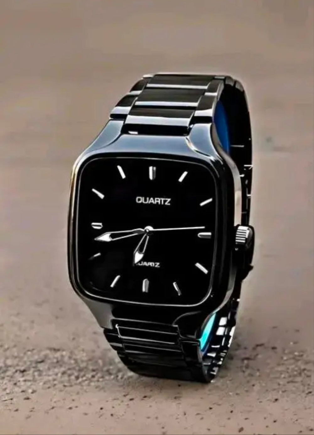 Elegant Black Square Dial Quartz Watch for Men – Luxury Stainless Steel Strap