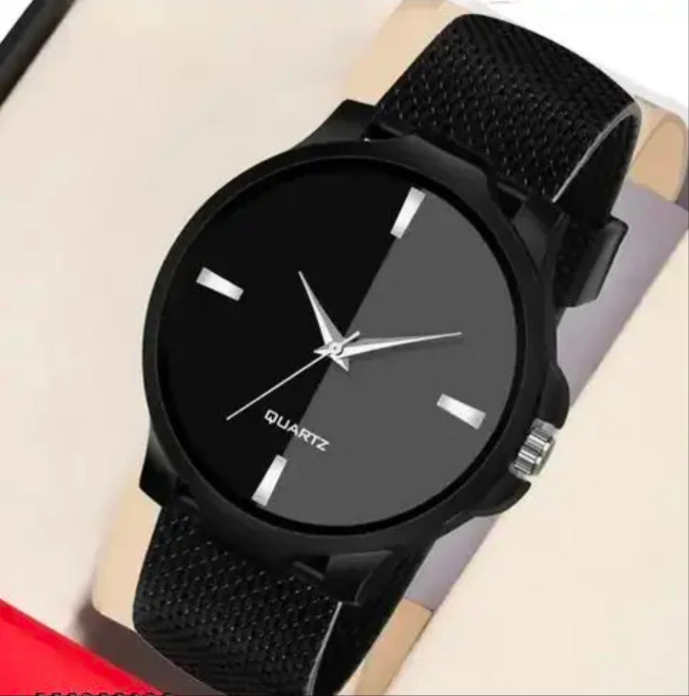 Stylish Black Quartz Analog Watch for Men – Minimalist Design, Premium Look